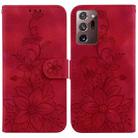 For Samsung Galaxy Note20 Ultra Lily Embossed Leather Phone Case(Red) - 1