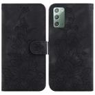 For Samsung Galaxy Note20 Lily Embossed Leather Phone Case(Black) - 1