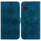 For Samsung Galaxy A51 5G Lily Embossed Leather Phone Case(Dark Blue) - 1