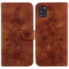 For Samsung Galaxy A31 Lily Embossed Leather Phone Case(Brown) - 1