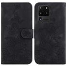 For Samsung Galaxy S20 Ultra Lily Embossed Leather Phone Case(Black) - 1