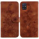 For Samsung Galaxy A71 Lily Embossed Leather Phone Case(Brown) - 1