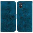 For Samsung Galaxy A51 Lily Embossed Leather Phone Case(Dark Blue) - 1
