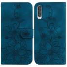 For Samsung Galaxy A70 / A70s Lily Embossed Leather Phone Case(Dark Blue) - 1