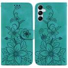 For Samsung Galaxy M34 5G/F34 5G Lily Embossed Leather Phone Case(Green) - 1