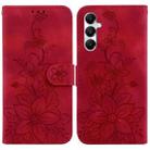 For Samsung Galaxy A05s Lily Embossed Leather Phone Case(Red) - 1