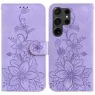 For Samsung Galaxy S24 Ultra 5G Lily Embossed Leather Phone Case(Purple) - 1