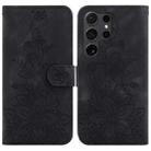 For Samsung Galaxy S24 Ultra 5G Lily Embossed Leather Phone Case(Black) - 1