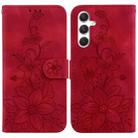 For Samsung Galaxy S24+ 5G Lily Embossed Leather Phone Case(Red) - 1