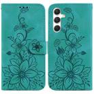 For Samsung Galaxy S24 5G Lily Embossed Leather Phone Case(Green) - 1