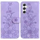 For Samsung Galaxy S24 5G Lily Embossed Leather Phone Case(Purple) - 1