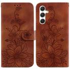 For Samsung Galaxy S24 5G Lily Embossed Leather Phone Case(Brown) - 1