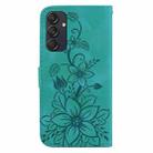 For Samsung Galaxy M55 Lily Embossed Leather Phone Case(Green) - 3