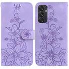 For Samsung Galaxy M55 Lily Embossed Leather Phone Case(Purple) - 1