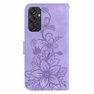 For Samsung Galaxy M55 Lily Embossed Leather Phone Case(Purple) - 3