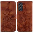 For Samsung Galaxy M55 Lily Embossed Leather Phone Case(Brown) - 1