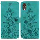 For Samsung Galaxy Xcover7 Lily Embossed Leather Phone Case(Green) - 1