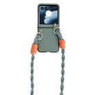 For Motorola Razr 50 Woven Texture Phone Case With Lanyard(Green) - 1