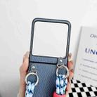 For Motorola Razr 50 Woven Texture Phone Case With Lanyard(Blue) - 3