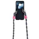 For Motorola Razr 50 Woven Texture Phone Case With Lanyard(Black) - 1