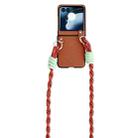 For Motorola Razr 50 Woven Texture Phone Case With Lanyard(Brown) - 1