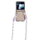 For Motorola Razr 50 Woven Texture Phone Case With Lanyard(Beige) - 1