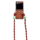 For Samsung Galaxy Z Flip5 Woven Texture Phone Case With Lanyard(Brown) - 1