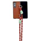 For Samsung Galaxy Z Fold5 Woven Texture Phone Case With Lanyard(Brown) - 1