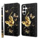 For Samsung Galaxy S23 FE 5G 3D Painted Leather Phone Case(Golden Swallow Butterfly) - 1