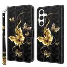 For Samsung Galaxy S24 5G 3D Painted Leather Phone Case(Golden Swallow Butterfly) - 1