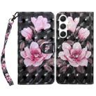 For Samsung Galaxy S24 5G 3D Painted Leather Phone Case(Pink Flower) - 1
