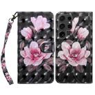 For Samsung Galaxy S24 Ultra 5G 3D Painted Leather Phone Case(Pink Flower) - 1