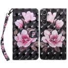 For Samsung Galaxy A55 5G 3D Painted Leather Phone Case(Pink Flower) - 1