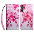For Samsung Galaxy A55 5G 3D Painted Leather Phone Case(Red Flower) - 1