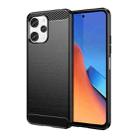 For Xiaomi Redmi Note 12R Brushed Texture Carbon Fiber TPU Phone Case(Black) - 1