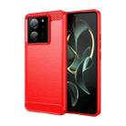 For Xiaomi Redmi K60 Ultra Brushed Texture Carbon Fiber TPU Phone Case(Red) - 1