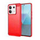 For Xiaomi Redmi Note 13 Pro 5G Brushed Texture Carbon Fiber TPU Phone Case(Red) - 1