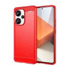 For Xiaomi Redmi Note 13 Pro+ Brushed Texture Carbon Fiber TPU Phone Case(Red) - 1