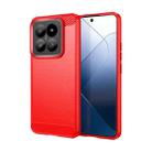 For Xiaomi 14 Pro Brushed Texture Carbon Fiber TPU Phone Case(Red) - 1