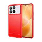 For Xiaomi Redmi K70 Pro Brushed Texture Carbon Fiber TPU Phone Case(Red) - 1