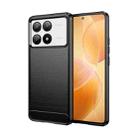 For Xiaomi Redmi K70E Brushed Texture Carbon Fiber TPU Phone Case(Black) - 1