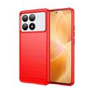 For Xiaomi Redmi K70E Brushed Texture Carbon Fiber TPU Phone Case(Red) - 1