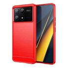 For Xiaomi Poco X6 Pro 5G Brushed Texture Carbon Fiber TPU Phone Case(Red) - 1