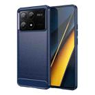 For Xiaomi Poco X6 Pro 5G Brushed Texture Carbon Fiber TPU Phone Case(Blue) - 1