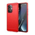 For OPPO K11 5G Brushed Texture Carbon Fiber TPU Phone Case(Red) - 1