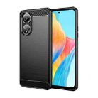 For OPPO A58 4G Brushed Texture Carbon Fiber TPU Phone Case(Black) - 1