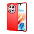 For OPPO A2 Pro Brushed Texture Carbon Fiber TPU Phone Case(Red) - 1