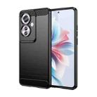 For OPPO Reno11 F 5G Global Brushed Texture Carbon Fiber TPU Phone Case(Black) - 1