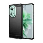 For OPPO Reno11 Global Brushed Texture Carbon Fiber TPU Phone Case(Black) - 1