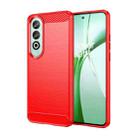 For OPPO K12 5G Brushed Texture Carbon Fiber TPU Phone Case(Red) - 1